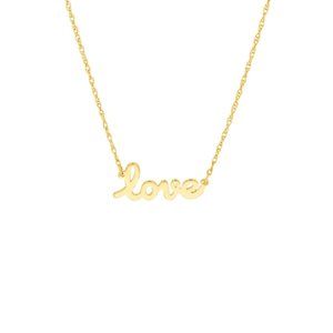 14K Solid Gold Mini Love Cut out Dainty Necklace